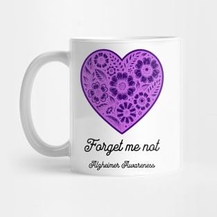 Forget me not Alzheimer Awareness Purple Heart Flowers Mug